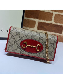 Gucci Horsebit 1955 GG Canvas Wallet with Chain WOC ‎621892 Red 2020