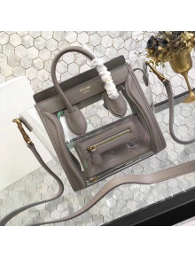 Celine Nano Luggage Bag in Calfskin & PVC Grey 2018