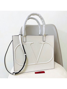 Valentino Large VLogo Walk Calfskin Vertical Tote Bag 1052 White 2020