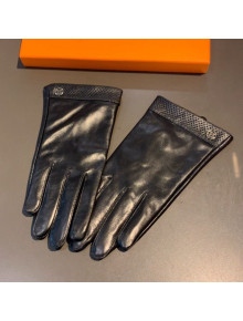 Hermes Performated Lambskin and Cashmere Gloves 01 Black 2020