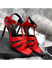 Saint Laurent Calfskin High-Heel Sandals 10cm Red 2021 17