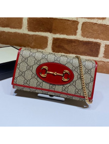 Gucci Horsebit 1955 GG Canvas Wallet with Chain WOC ‎621888 Red 2020