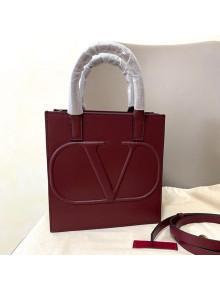 Valentino Small VLogo Walk Calfskin Vertical Tote Bag 1053 Burgundy 2020