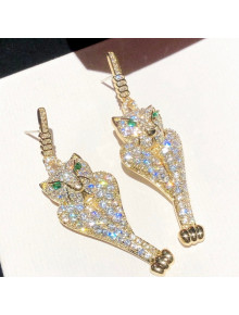 Cartier Leopard Crystal Earrings Gold/Green 2021 082568