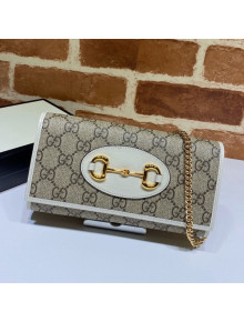 Gucci Horsebit 1955 GG Canvas Wallet with Chain WOC ‎621888 White 2020