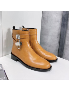 Givenchy Padlock Calfskin Short Boots Brown 2021