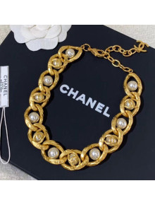 Chanel Metal Pearl Short Necklace AB3148 2019