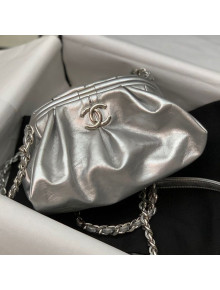 Chanel Supple Leather Clutch with Chain AS2493 Silver 2021