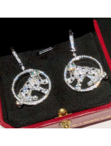 Cartier Leopard Crystal Earrings Silver/Green 2021 082569
