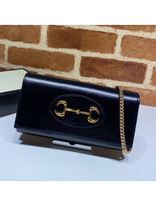 Gucci Horsebit 1955 Leather Wallet with Chain WOC ‎621888 Black 2020