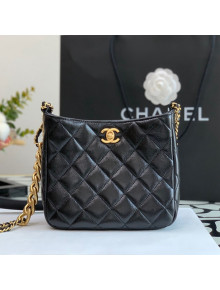 Chanel Lambskin Hobo Bag AS3112 Black 2022