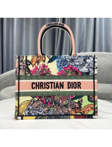 Dior Small Book Tote Bag in Multicolor Cœur en Fleur de Embroidery 2021