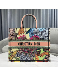 Dior Large Book Tote Bag in Multicolor Cœur en Fleur de Embroidery 2021