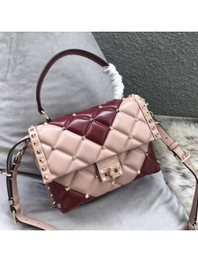 Valentino Medium V Inlay Candystud Top Handle Bag Pink/Red 2018