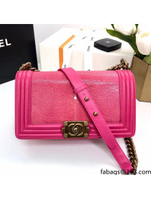 Chanel Devil Rays Leather Medium Boy Flap Bag Rosy/Gold 2021