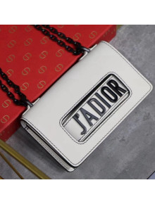 Dior "J'ADIOR" Mini Flap Bag In White Calfskin with Black Metal 2018