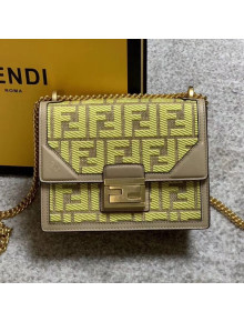 Fendi Kan U Small Embroidered Shoulder Bag Yellow/Grey 2020