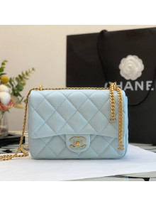 Chanel Lambskin & Enamel Small Flap Bag AS3112 Light Blue 2022