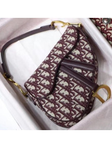 Dior Mini Saddle Bag in Oblique Jacquard Canvas Burgundy 2018