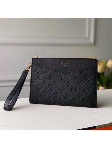 Louis Vuitton Pochette Mélanie MM Pouch in Black Monogram Leather M68705 2020
