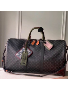 Louis Vuitton Keepall Bandouliere 50 Travel Bag in Black Monogram Canvas M56856 2020