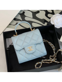 Chanel Lambskin Clutch with Chain AP2682 Light Blue 2022