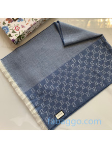 Gucci Two-tone GG Wool Scarf 40x180cm Blue 2020