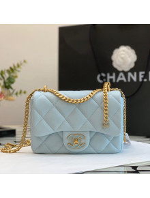 Chanel Lambskin & Enamel Mini Flap Bag AS3113 Light Blue 2022