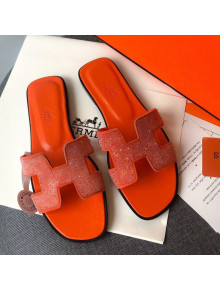 Hermes Oran Crystal Suede Slide Sandal Red 2021 11