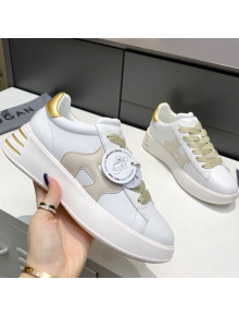 Hogan White Calfskin Sneakers Gold 2021 10
