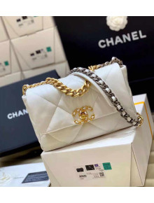 Chanel 19 Small Flap Bag AS1160 in Original Goatskin White Top Quality