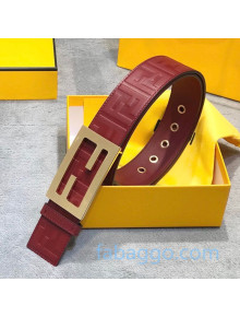 Fendi Baguette FF Leather Belt with FF Buckle 42mm Red 2020