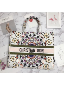 Dior Book Tote in Bloom Embroidered Canvas White 2019