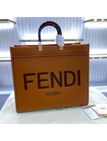 Fendi Sunshine Shopper Leather Tote Bag Brown 2020