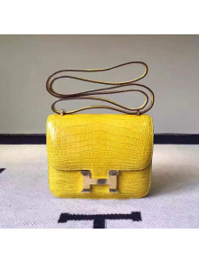 Hermes 18cm/23cm Constance Bag in Crocodile Leather Yellow 