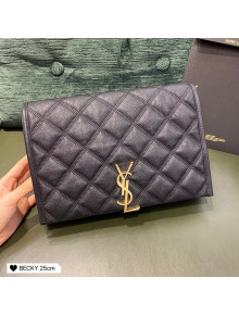 Saint Laurent Becky Chain Bag in Diamond-Quilted Lambskin 629426 Black/Gold 2020