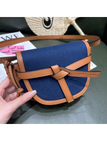 Loewe Mini Gate dual Bag in Soft Calfskin and Canvas Brown/Blue 2022 Top