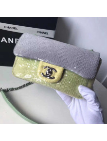Chanel Sequin Small Flap Bag A57412 Grey,Yellow & Green 2018