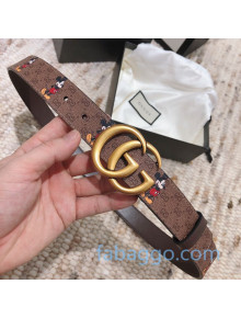 Gucci x Mickey Mouse GG Belt 30mm with GG Buckle Coffee Brown 2020
