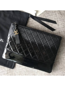 Chanel Goatskin & Patent Goatskin Gabrielle Pouch Bag Black 2018