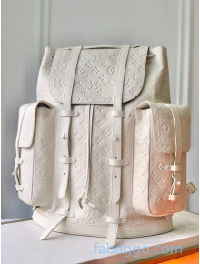 Louis Vuitton Men's Christopher Monogram Embossed Backpack GM M53285 White 2019