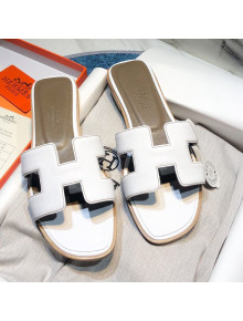 Hermes Oran Classic Calfskin Flat Slide Sandal White 2021 16