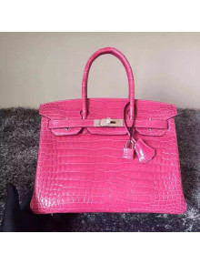 Hermes Birkin 30/35 Imported Crocodile Leather Bag Rosy(SHW)