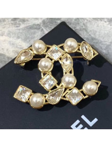 Chanel Small Pearl Crystal Brooch 2019