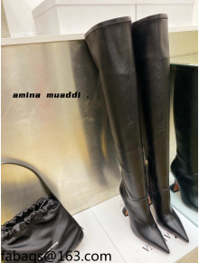 Amina Muaddi Calfskin Over-Knee High Boots 9.5cm Black 2021 111213