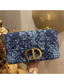 Dior Medium Caro Bag in Blue Flowers Cannage Denim 2021