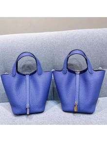 Hermes Picotin Lock 18cm/22cm in Clemence Leather with Silver/Gold Hardware Violet Blue (All Handmade)