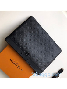 Louis Vuitton Men's Discovery Pochette Pouch in Monogram Embossed Leather M62903 Black 2020