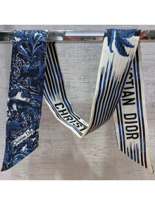 Dior Palms Mitzah Silk Bandeau Scarf 6x100cm Blue 2021