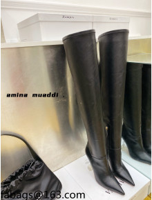 Amina Muaddi Calfskin Over-Knee High Boots 9.5cm Black 2021 111218